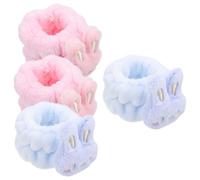 iplusmile 4pcs Waterproof Skincare Wristbands Water Absorption Face Washing Bands Cute Frog and Strawberry Design Blue and Pink Rabbit Wrist Wraps for Bathing and Makeup