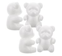 iplusmile 4pcs White Foam Bear Figures for Crafting Flower Arrangement Feature and Paintable Material, Unique Creative Design for Home Decor and Outdoor Activities