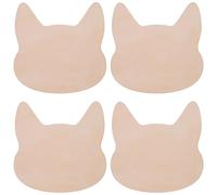 iplusmile 4Pcs Wooden Cat Head Cutouts DIY Craft Slices Unfinished Small Wood Tags for Hand-Painted Art and Wall Decoration