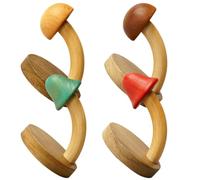 iplusmile 4pcs Wooden Mushroom Wall Hooks Adhesive Coat Hooks for Organising and Hanging Small Items on Walls and Doors, Minimalist Modern Design for Bathroom, Kitchen and Hallway