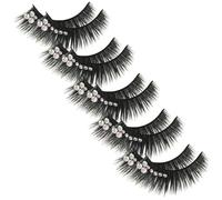 iplusmile 5 Pairs Dramatic Stage False Eyelashes with Rhinestones, Long Thick Decorative Lash Extensions for Performance and Cosplay, Glitter Gem Cosmetic Lashes for Women