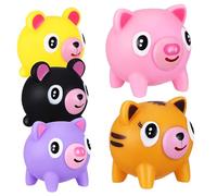 iplusmile 5 Pcs Animal Squeeze Soft Pig Bear Tiger Stress Relief for Boys Funny Squishy Decompression Playthings with Tongue Sticking Out Design