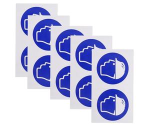 iplusmile 5 Sheets Hard Hat Sign Sticker Safety Machine Caution Sticker, Paper Self-adhesive Warning Label, 80mm White Blue, for Machinery and Hard Hats, Factories and Construction Sites