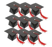 iplusmile 50pcs Boxes Bachelor's Hat Wedding Candy Box Sweet Tags Graduation Candy Boxes You Favors Brown Celebration Treat Proposal Thank Graduate 2025 Graduation Cap Hats Red Paper