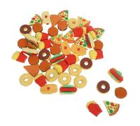iplusmile 50pcs Mini Food Erasers for Boys Cute Hamburger Hot Dog French Fries Donut Pizza Erasers Made of Safe TPR Material Portable Cartoon for Classroom Rewards and Party Favors