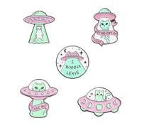 iplusmile 5pcs Alloy Enamel Lapel Pins with Unique Space Theme Featuring Astronaut, Cat, and Spaceship Designs, Sturdy Brooch Pins for Backpacks and Clothing Accessories