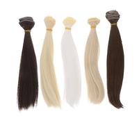 iplusmile 5Pcs Synthetic Doll Hair Wefts for DIY Doll Wig Making Decorative Straight Hair Extensions for Dolls Easy Application for Parties Weddings and Dress Up Events
