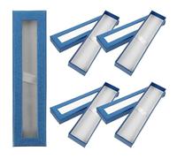 iplusmile 5pcs Window Pen Case Set Blue Paperboard Fountain Pen and Ballpoint Organizer Box Portable Display Holder for Office and School Storage