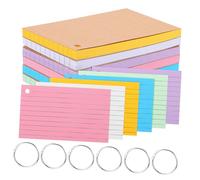 iplusmile 6 Pcs Double Sided Lined Index Cards with Ring Binder Thick Protective Cover Portable Small Note Pads in Colors for Office Study Supplies and Organized Note Taking