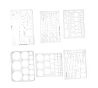 iplusmile 6 Pcs Geometric Drawing Templates Hollow Plastic Stencils with Circles Ovals Squares Triangles PP Material Measuring Rulers for Architectural Drafting School Office Supplies