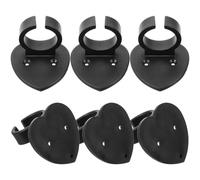 iplusmile 6pcs Black Abs Microphone Wall Mount Hook Clips with Anti-slip Multi-functional Heart-shaped Design for Microphones and Nameplates on Occasions