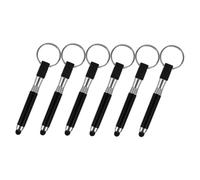 iplusmile 6pcs Black Keychain Capacitive Stylus Pens for Touchscreen Devices, Mini Tablet and Smartphone Finger Stylus with Pendant Keyring for On-the-go Use