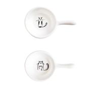 iplusmile 6pcs Ceramic Sauce Dishes Saucer Cat Pattern Handles Shape Practical Individual Dipping Seasoning Dish for Catering and Food Shops