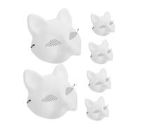 iplusmile 6pcs Handmade White Fox Cat Masks Half Face Animal Masquerade Masks Lightweight Ergonomic Design for DIY Carnival Halloween Party Costume