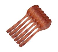 iplusmile 6pcs Japanese Long-Handled Spoon Breakfast Spoons Salad Pet Feeder Japanese Style for Honey Wooden Dessert Light Brown Phoebe