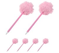iplusmile 6pcs Plush Pom Pom Ballpoint Pens Set and Students, Creative Decorative Novelty Writing Pens in Pink, for School, Office, and Journaling Supplies