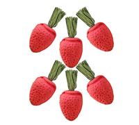 iplusmile 6pcs Rabbit Chew Strawberry Shape Hay Sticks for Small Animals Including Rabbit and Chinchilla Natural Material for Stress Reduction and Attention Grabbing Enrichment