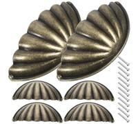 iplusmile 6pcs Vintage Zinc Alloy Shell Draw Handles with Semi Circle Design, Antique Drawer Handles for Cabinet, Kitchen Cupboard, and Dresser, Not Easy to Break and Easy to Use