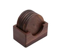 iplusmile 6pcs Wooden Coasters Walnut Home Black Absorbent Dining Tea Coasters Cup Holder Rustic Living Valet Beverage Dry Fruits Serving Tray Natural Cup Mat Brown