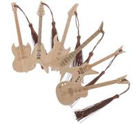 iplusmile 6pcs Wooden Instrument Bookmarks Bamboo Craft Bookmarks for Readers Music Lover Set, Mixed Guitar and Bass Design, Eco-Friendly Bamboo Material, for Students and Book Random Style