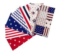 iplusmile 7pcs 50x50cm Cotton DIY Patchwork Fabric Set US Flag Print for Quilting, Sewing, and Craft Projects