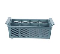 iplusmile 8-Compartment Dishwasher Basket for Cutlery and Knives - Plastic Drain Basket with Handle, Grey Utensil Drainer for Dishwasher Use in Kitchen Or Office