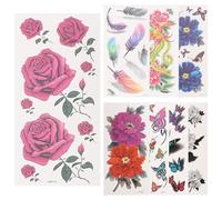 iplusmile 8 Sheets Temporary Rose Peony Flower Tattoos for Women, Easy to Apply Transfer Paper Stickers, Waterproof Temporary Tattoos for Adults, for Events and Body Art