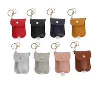 iplusmile 8pcs Portable Empty Small Lotion Bottles with Leather Bag Keychain Set for Travel Essential Oil Refillable Hand Bottle Cover in Assorted Colors (beige, Brown, Red, Blue, Black,