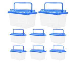 iplusmile 8pcs Portable Turtle Carrier Box with Lid Large Capacity Plastic Reptile Enclosure Breathable Design for Transportation and Home Indoor Use Suitable for Tortoise and Goldfish