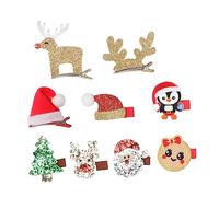 iplusmile 9Pcs Christmas Hair Clips for Xmas Hair Pins with Reindeer Snowman Designs Glitter Barrettes Festive Party Accessories