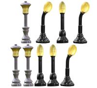 iplusmile 9pcs Miniature Glow-in-The-Dark Street Lamp Model Set, Resin Micro Landscape Decor with Mushroom, Sensor, and Upright Lamp for Sand Table and Dollhouse Scenes