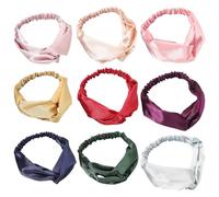 iplusmile 9pcs Solid Color Satin Cross Elastic Headbands for Women, Decorative Yoga Hair Bands Set, Soft Stretch Hair Accessories for Everyday and Sports Use Random Color