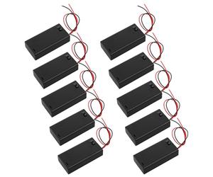 iplusmile Aa Battery Holder Portable Small Battery Box 10pcs with On/off Control and Cover with Lead Wires, Plastic and Alloy Material, for School Projects and Household Tasks