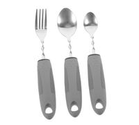 iplusmile Adaptive Utensils Set for Elderly with Non-slip Grip, Stainless Steel and Rubber Handle, Anti-shaking Feeding Tools, Portable Tableware for Disabled and Seniors Indoor Use