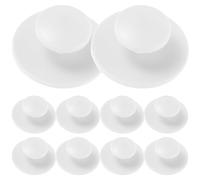 iplusmile Adhesive Mini Round Cabinet Door Pulls 10Pcs White Plastic 36Mm for Glass Wardrobe Drawer Handles Safety Cupboard Use
