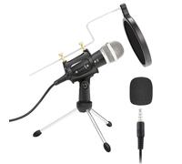iplusmile Adjustable Black Condenser Microphone Stand Set with Holder for Online Class and Recording, Abs and Electronic Components Material Suitable for Musical Instrument Play and Podcast