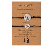 iplusmile Adjustable Dandelion Woven String Bracelet Set with Stainless Steel and Wax Wire, Lovely Matching Bracelets for Mother's Day Daily Jewellery