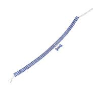 iplusmile Adjustable Rhinestone PET Dog Collar Luxury Blue Crystal Necklace Buckle for Small to Medium Dogs Stylish PET Accessories