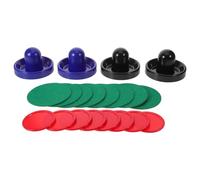 iplusmile Air Hockey Table Pushers and Pucks Set - 96mm Blue and Black Plastic Strikers with Self-adhesive Lint Pads and 64mm Red Indoor Hockey Pucks - Replacement Accessories for Family