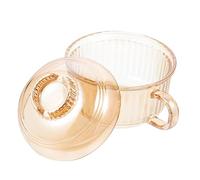 iplusmile Amber Glass Soup Bowl with Lid and Handle Convenient Small Stew and Ramen Bowl for Household Kitchen Use Microwave Safe Smooth Edges and Lightweight Design Family and Friends