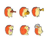 iplusmile Animal Hedgehog Brooches 6Pcs Alloy Pins Cartoon Style with Secure Buckle Backs for Jackets Bags and Hat Accessories