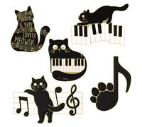 iplusmile Animal Music Brooch Pin 5Pcs Enamel Cat Pins with Piano Note for Backpacks and Jackets