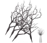 iplusmile Artificial Branches: 4pcs Christmas Antler Fake Tree Branches, Plastic Decorative Twigs for Vases for Home Hotel Decoration Halloween Wedding Xmas Tree Vase Filling DIY Craft - Dark brown