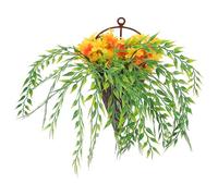 iplusmile Artificial Required Lifelike Basket Hanging Green Flower Plants, No Watering Decorative Basket for Bedroom and Housewarming