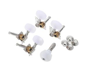 iplusmile Banjo Tuners Metal Tuning Pegs 5pcs Key Machine Heads with 4 Bushings Silver Knob Set String Fixing and Sound Improvement for Banjo Guitar