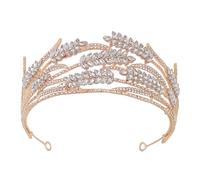 iplusmile Baroque Style Bride Crown with Rhinestone and Zinc Alloy Material, Delicate Design That Will Not Hurt Hair and Skin, Elegant Golden Wedding Tiara for Brides and Women
