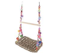 iplusmile Bird Hanging Hammock for Parrots Small Pets Double Layer Straw Woven and Wood Climbing Swing for Adventuring and Exploring in Parrot Cage Accessories