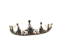 iplusmile Black Baroque Rhinestone Crown Headdress for Brides Elegant Alloy Tiara Hair Accessory Lightweight Non Fading Design Wedding Photo Props for Women