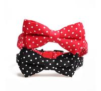 iplusmile Black Pet Dog Collar Stylish Neck Chain with Polka Dot Bow Tie and Bell, Cloth Material Practical Pet Accessory for Cats and Dogs Suitable for Photo Prop