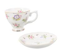iplusmile Bone China Coffee Cup and Saucer with Tray Bright Patterned Ceramic Mug for Home Office Cafe Heat Resistant Fine Porcelain Tea Coffee Drinkware for Afternoon Tea